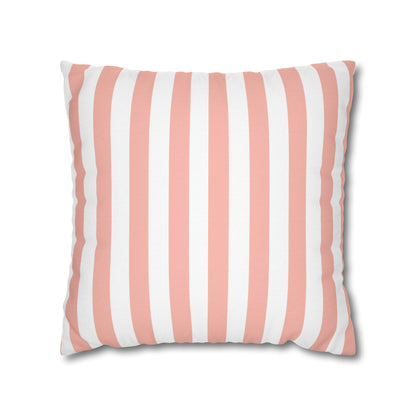 Coral Pink Stripes Square Pillowcase - Pillowcase - Kristine Celestine