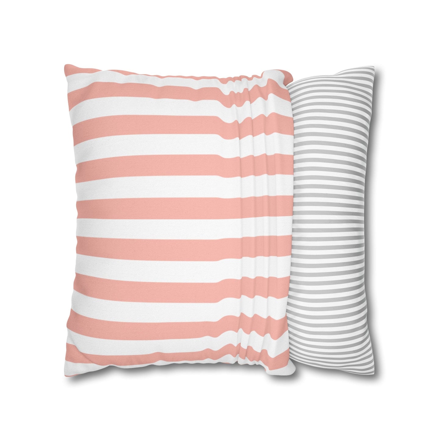 Coral Pink Stripes Square Pillowcase - Pillowcase - Kristine Celestine