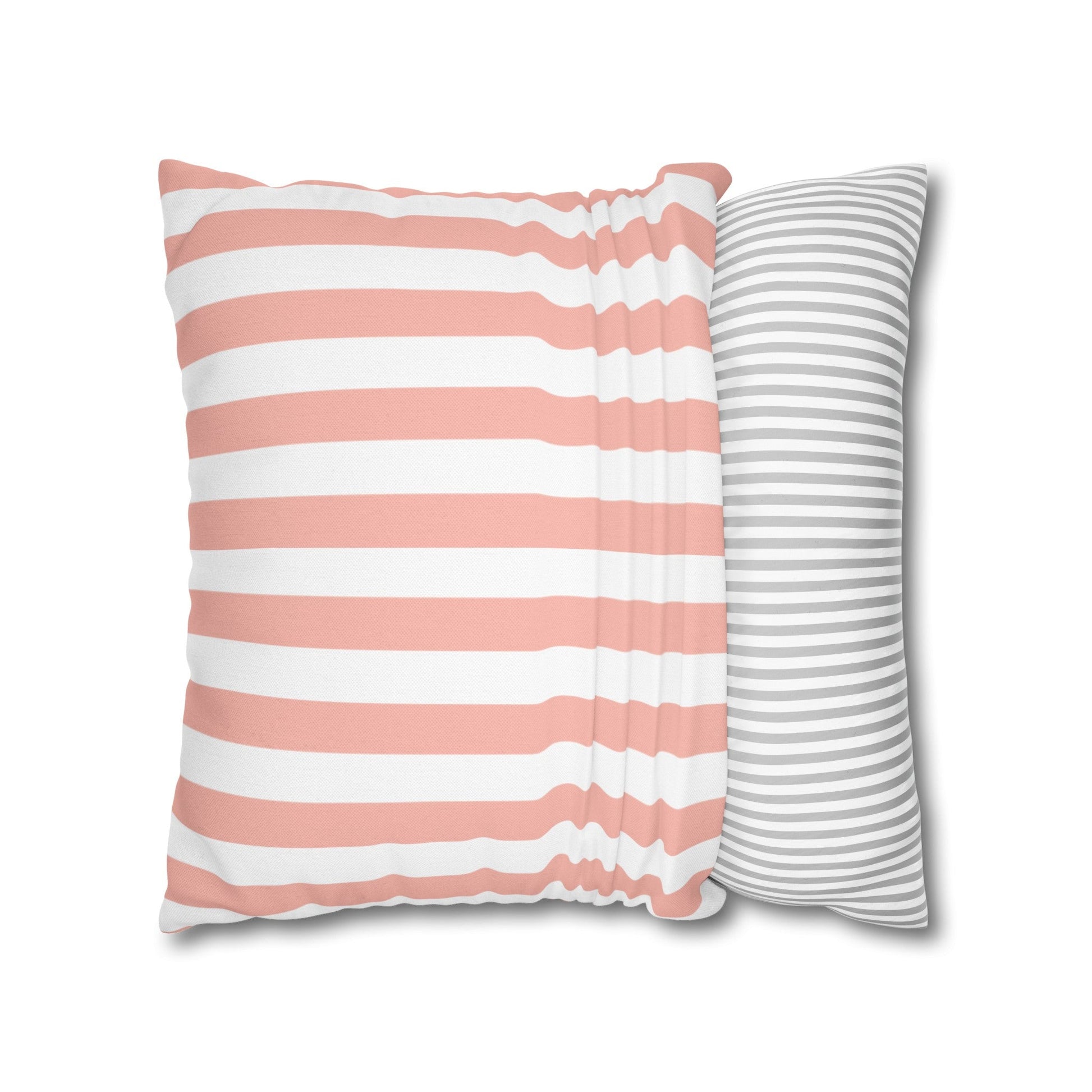 Coral Pink Stripes Square Pillowcase - Pillowcase - Kristine Celestine