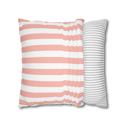 Coral Pink Stripes Square Pillowcase - Pillowcase - Kristine Celestine