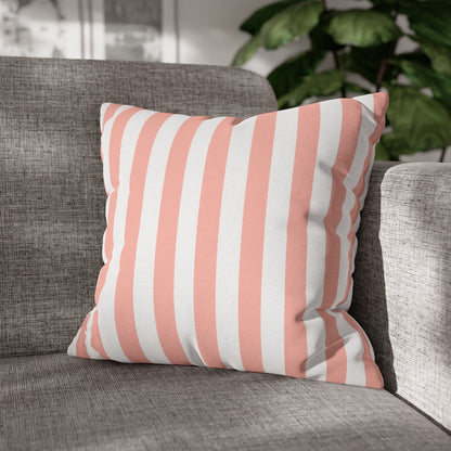 Coral Pink Stripes Square Pillowcase - Pillowcase - Kristine Celestine