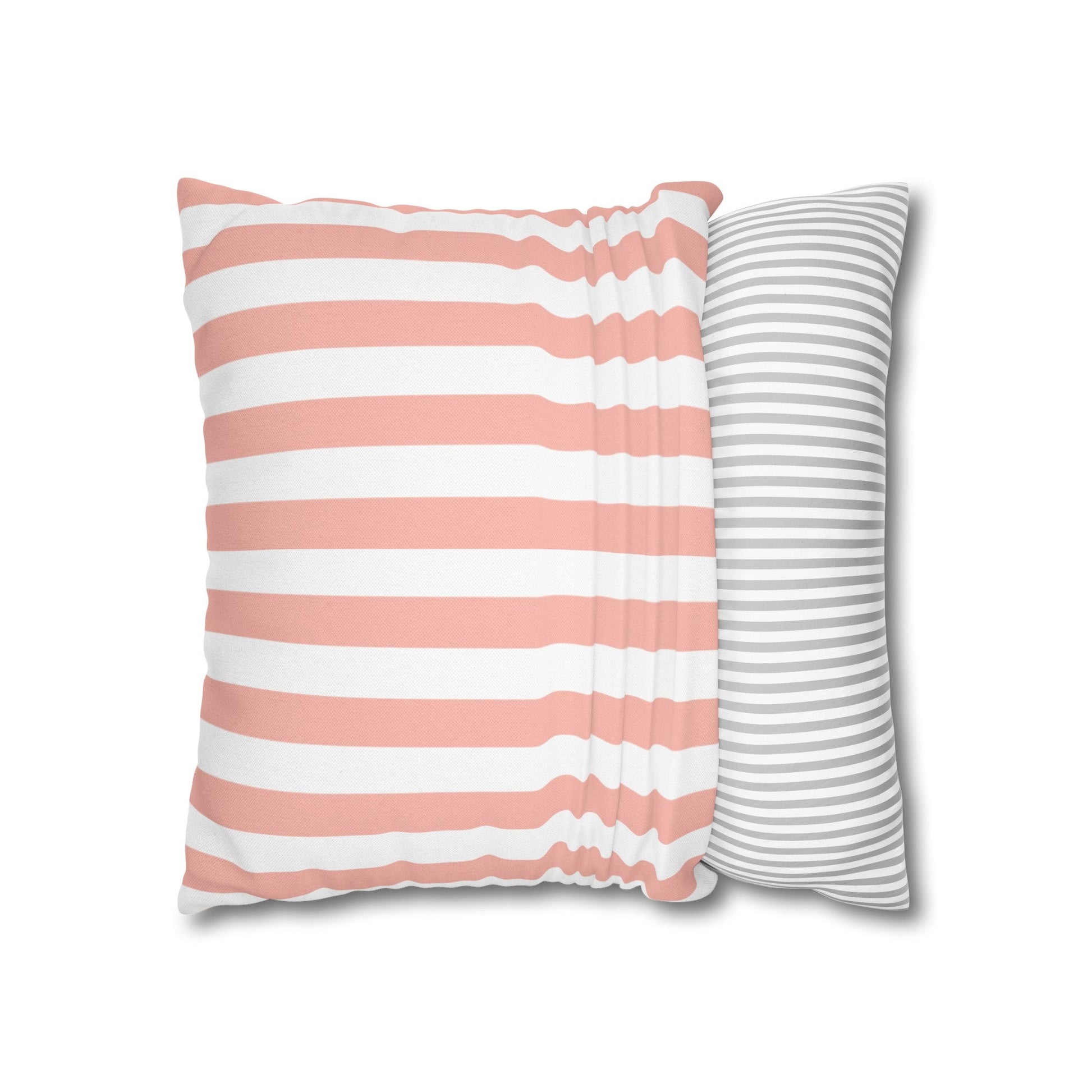 Coral Pink Stripes Square Pillowcase - Pillowcase - Kristine Celestine