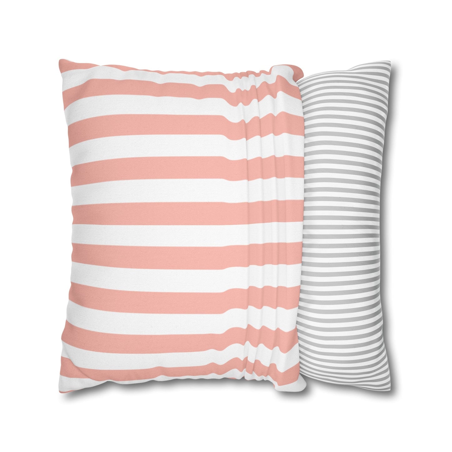 Coral Pink Stripes Square Pillowcase - Pillowcase - Kristine Celestine