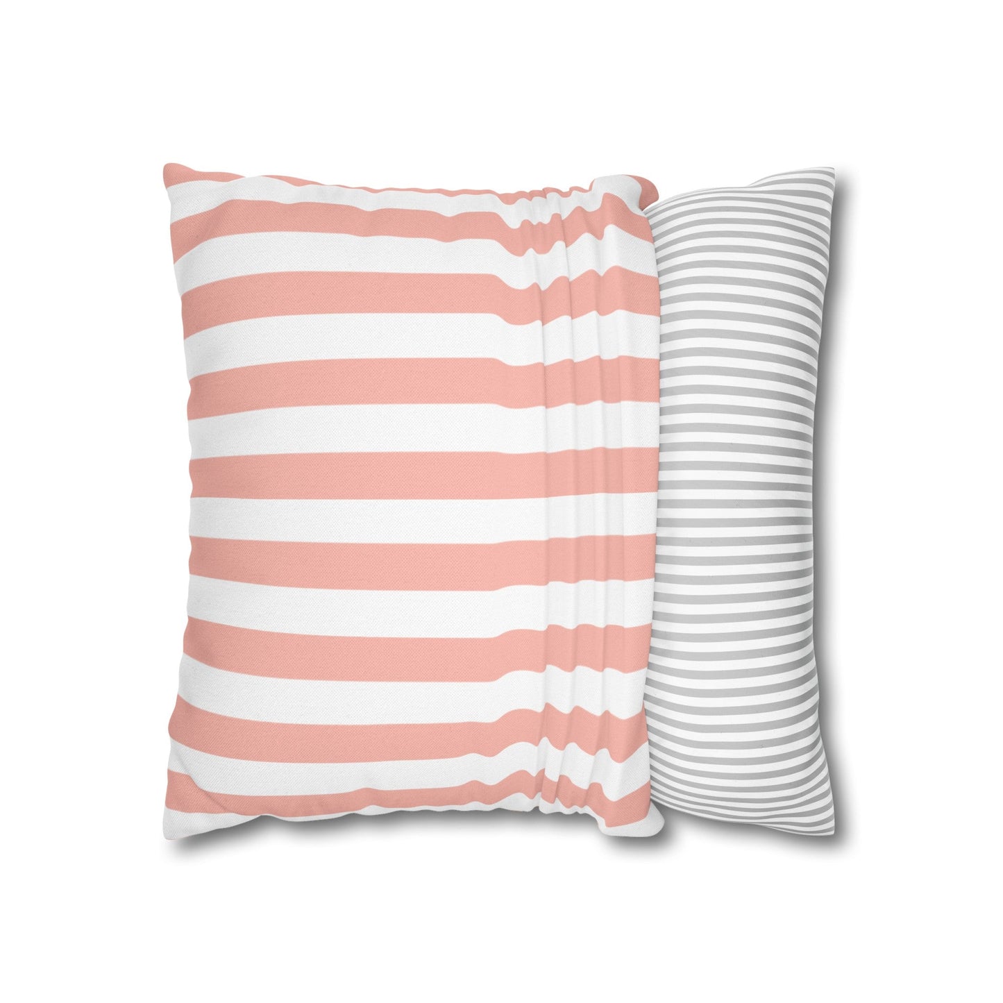 Coral Pink Stripes Square Pillowcase - Pillowcase - Kristine Celestine