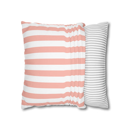 Coral Pink Stripes Square Pillowcase - Pillowcase - Kristine Celestine