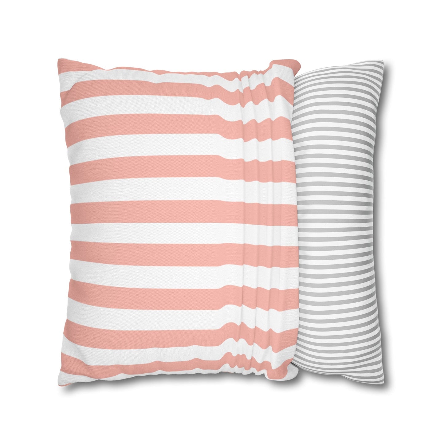 Coral Pink Stripes Square Pillowcase - Pillowcase - Kristine Celestine