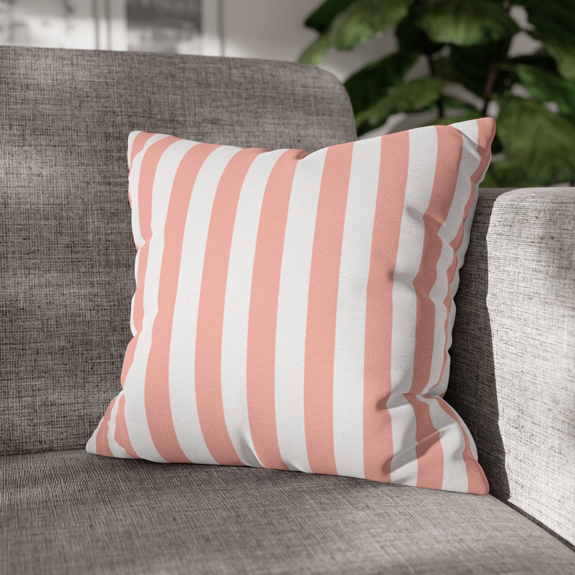 Coral Pink Stripes Square Pillowcase - Pillowcase - Kristine Celestine