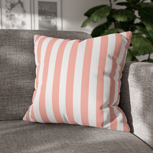 Coral Pink Stripes Square Pillowcase - Pillowcase - Kristine Celestine