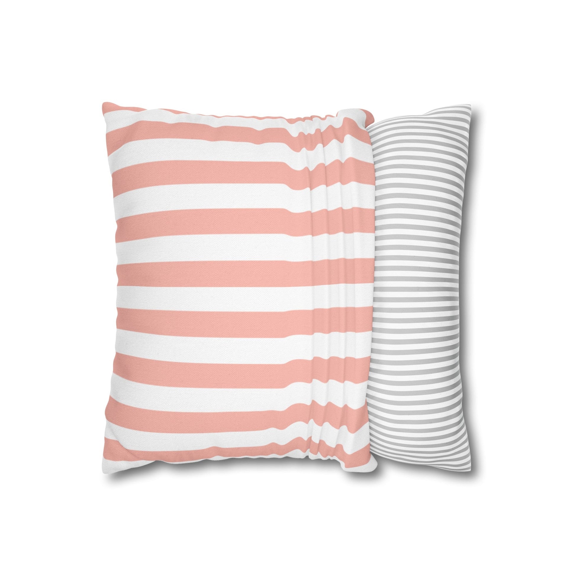 Coral Pink Stripes Square Pillowcase - Pillowcase - Kristine Celestine