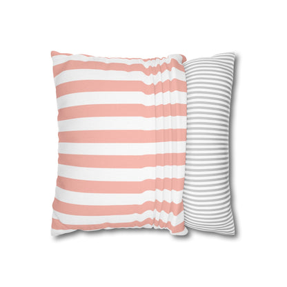 Coral Pink Stripes Square Pillowcase - Pillowcase - Kristine Celestine