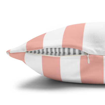 Coral Pink Stripes Square Pillowcase - Pillowcase - Kristine Celestine