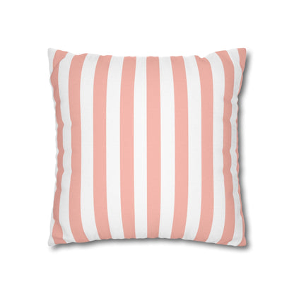 Coral Pink Stripes Square Pillowcase - Pillowcase - Kristine Celestine