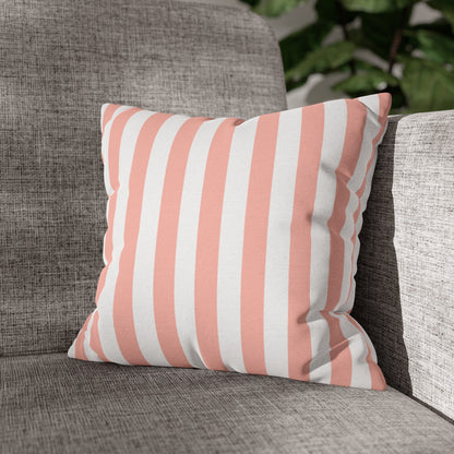 Coral Pink Stripes Square Pillowcase - Pillowcase - Kristine Celestine