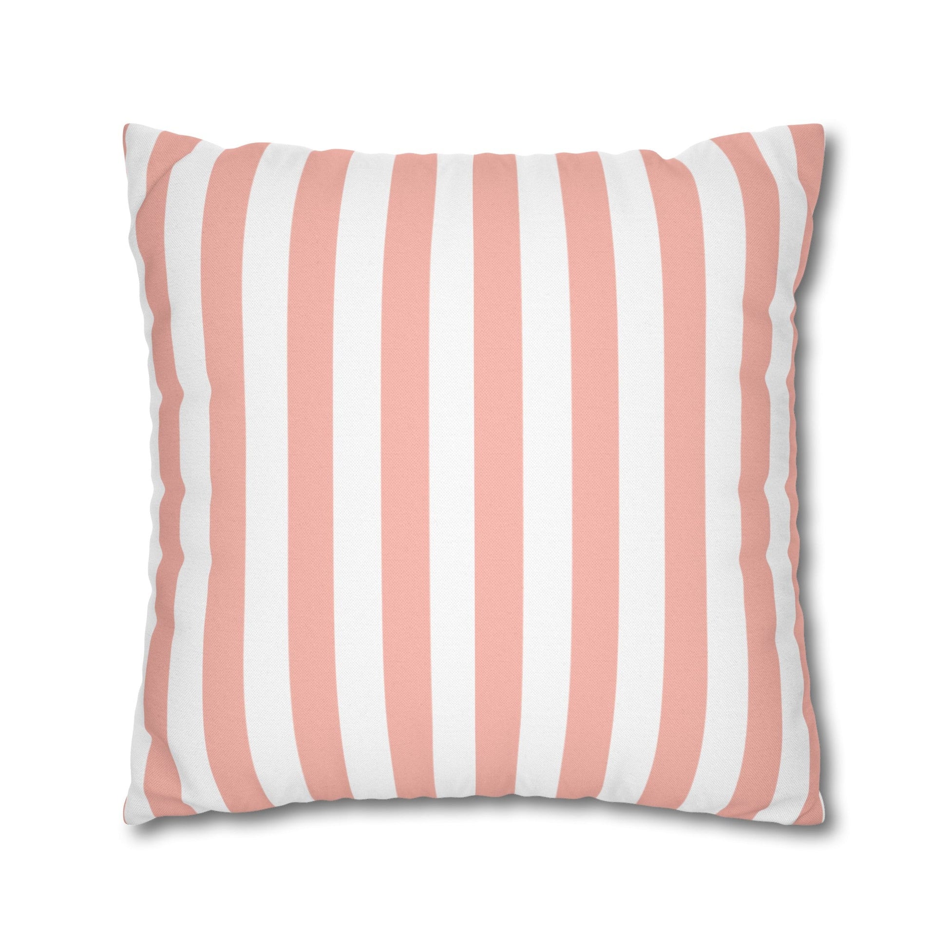 Coral Pink Stripes Square Pillowcase - Pillowcase - Kristine Celestine