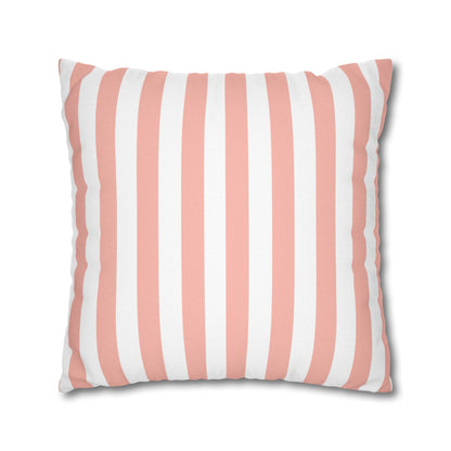 Coral Pink Stripes Square Pillowcase - Pillowcase - Kristine Celestine