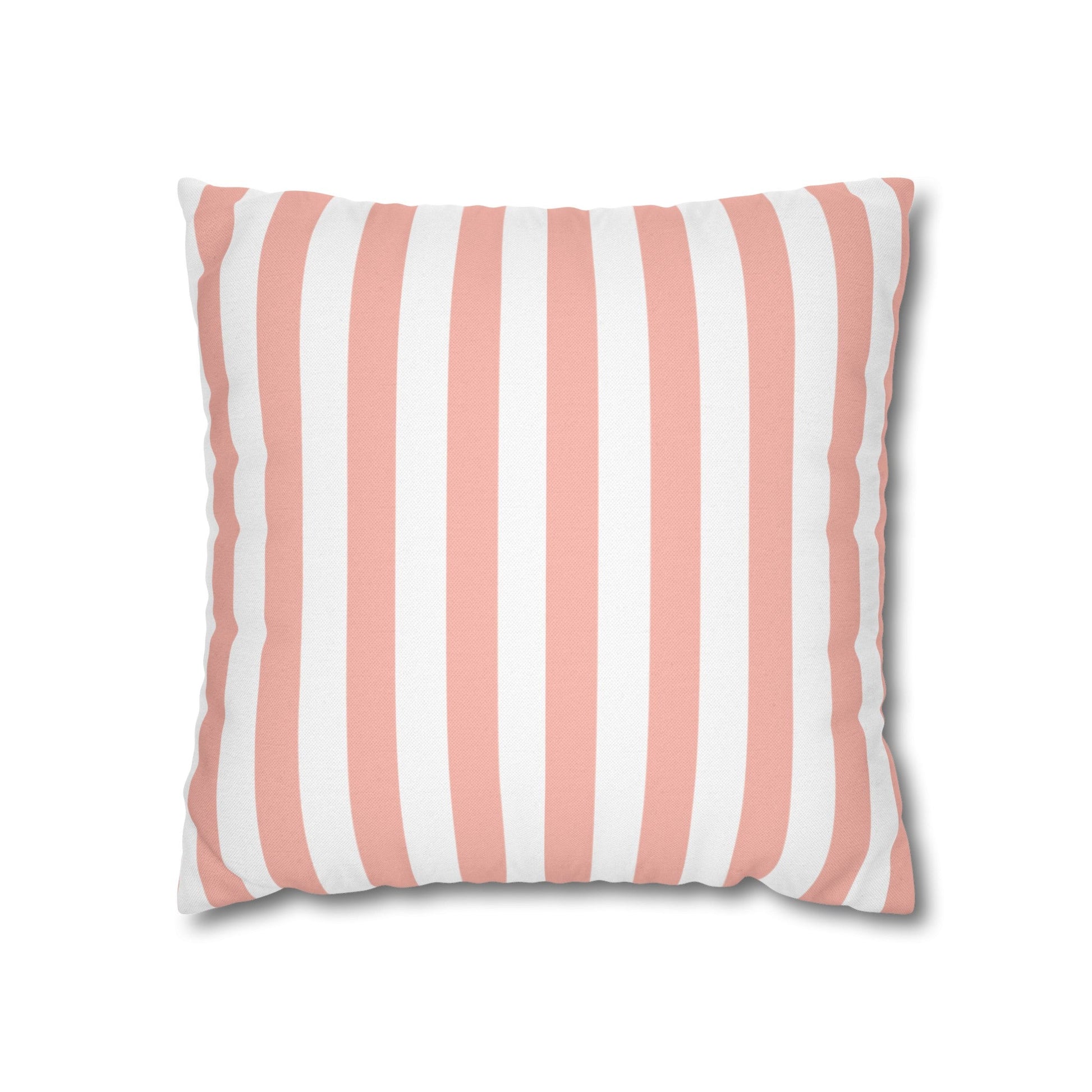 Coral Pink Stripes Square Pillowcase - Pillowcase - Kristine Celestine