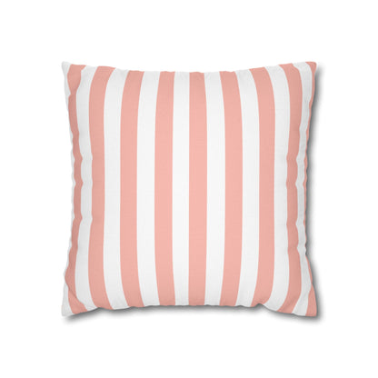 Coral Pink Stripes Square Pillowcase - Pillowcase - Kristine Celestine