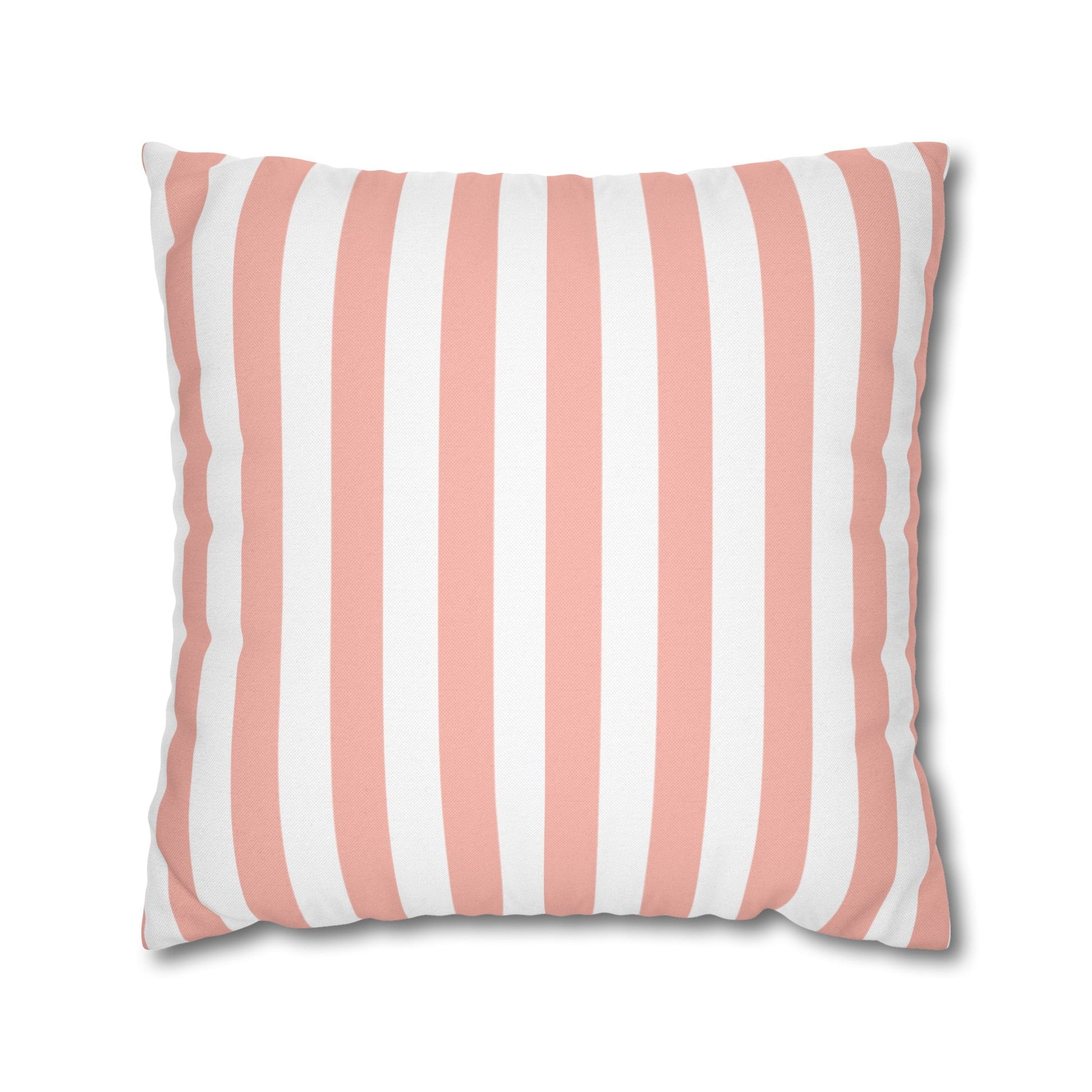 Coral Pink Stripes Square Pillowcase - Pillowcase - Kristine Celestine