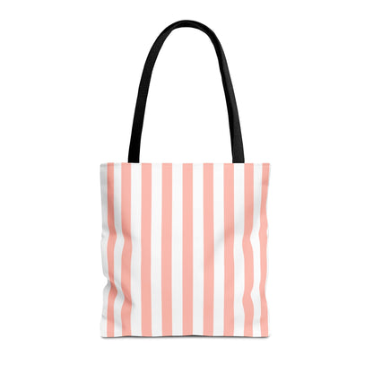 Coral Pink Stripes Tote Bag - Bags - Kristine Celestine