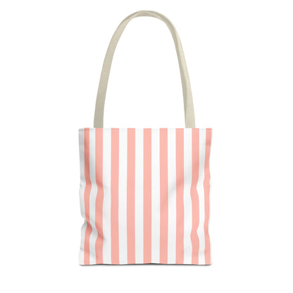 Coral Pink Stripes Tote Bag - Bags - Kristine Celestine