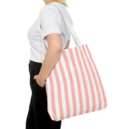 Coral Pink Stripes Tote Bag - Bags - Kristine Celestine