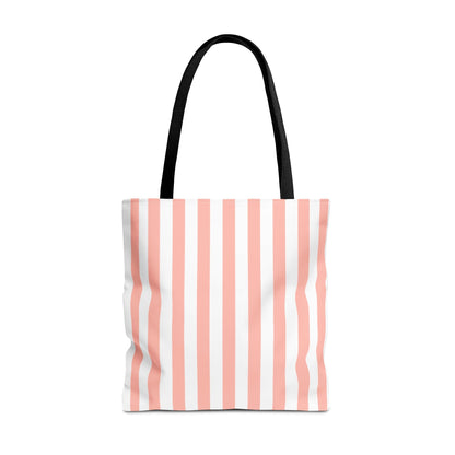 Coral Pink Stripes Tote Bag - Bags - Kristine Celestine