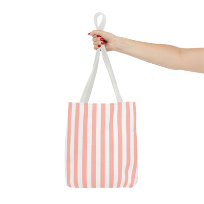 Coral Pink Stripes Tote Bag - Bags - Kristine Celestine