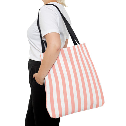 Coral Pink Stripes Tote Bag - Bags - Kristine Celestine