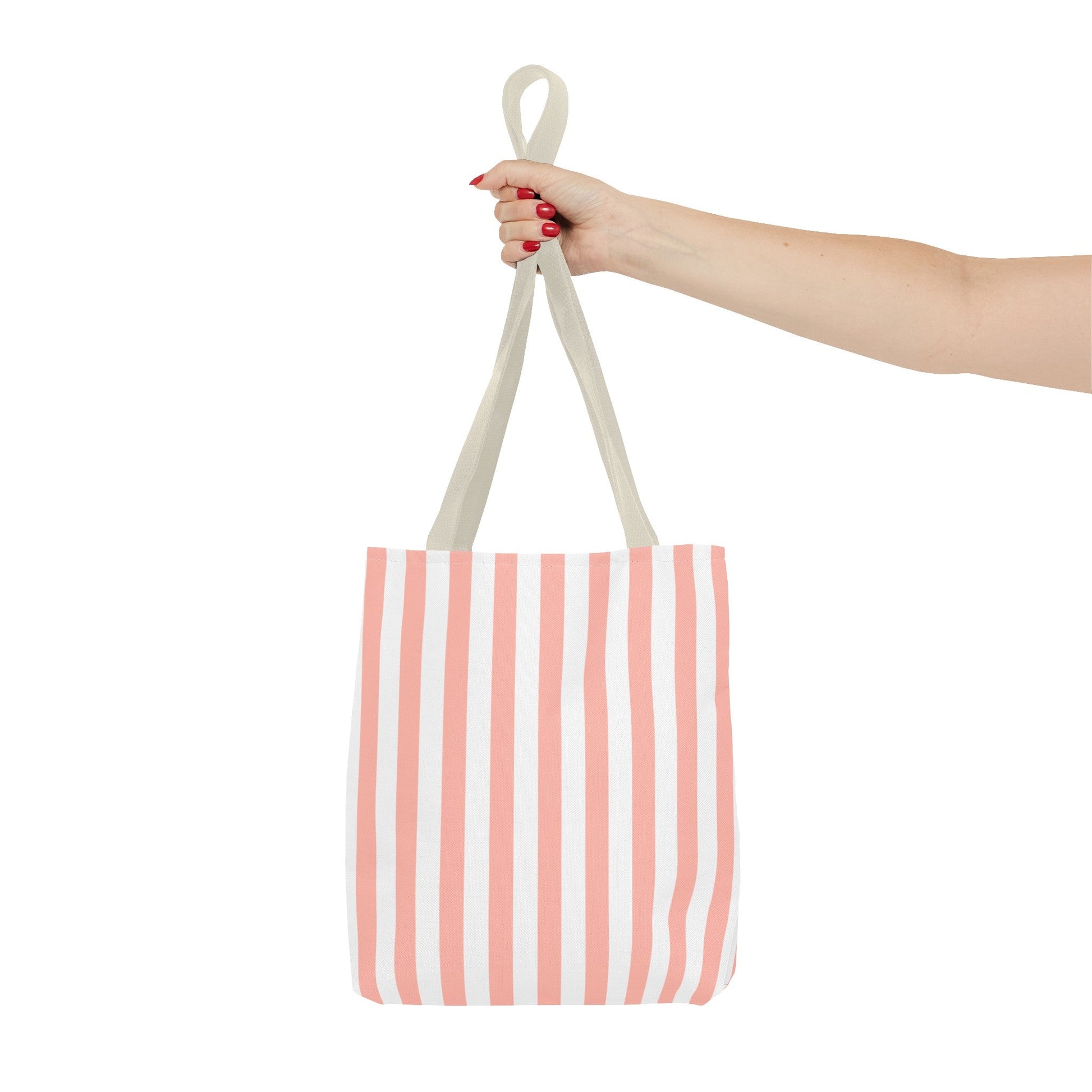 Coral Pink Stripes Tote Bag - Bags - Kristine Celestine