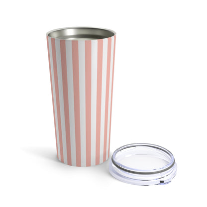 Coral Pink Stripes Tumbler 20 oz - Tumbler - Kristine Celestine