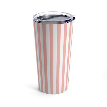 Coral Pink Stripes Tumbler 20 oz - Tumbler - Kristine Celestine