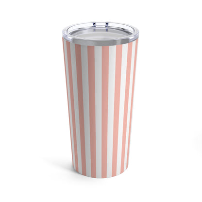 Coral Pink Stripes Tumbler 20 oz - Tumbler - Kristine Celestine