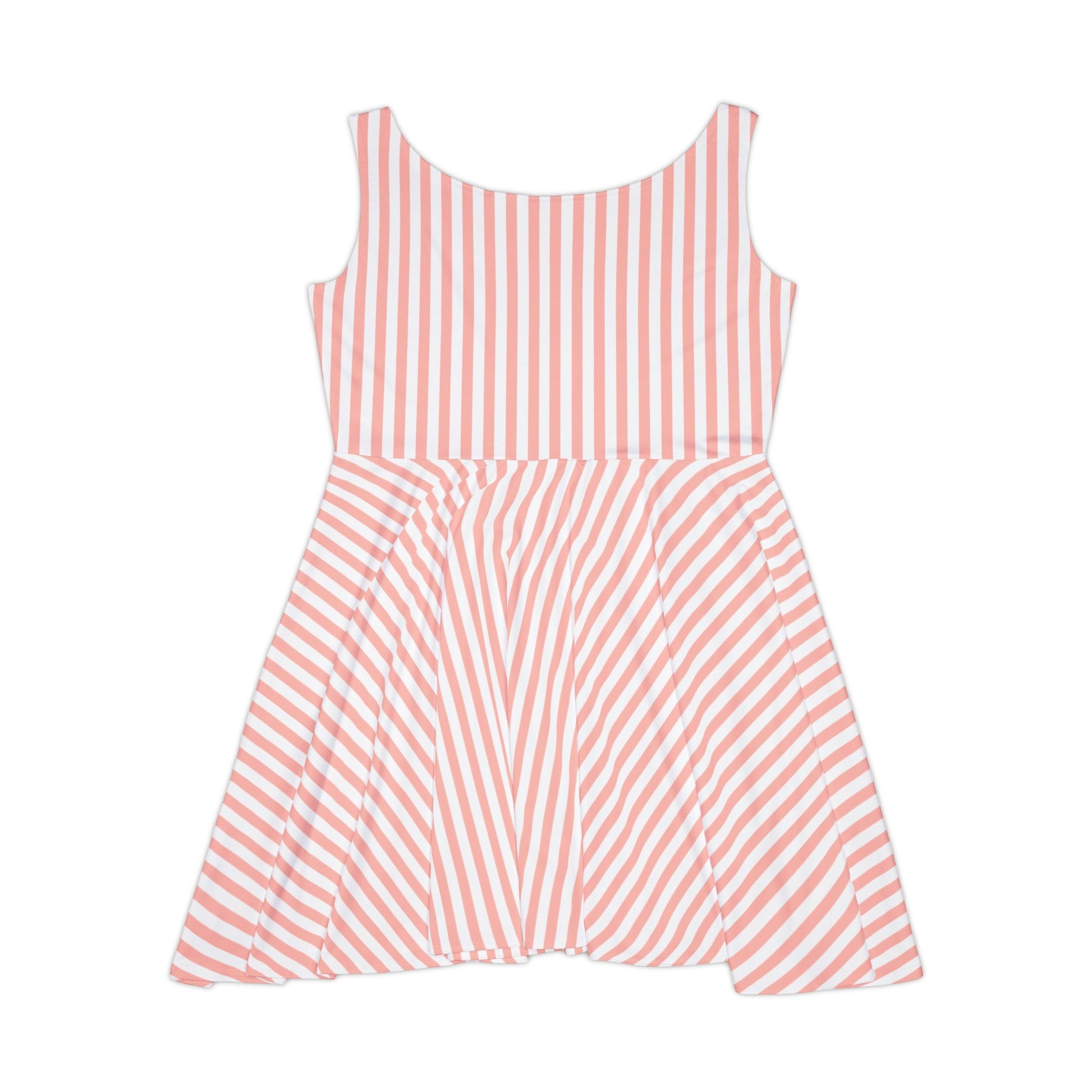 Coral Pink Stripes Women's Skater Dress - Dress - Kristine Celestine