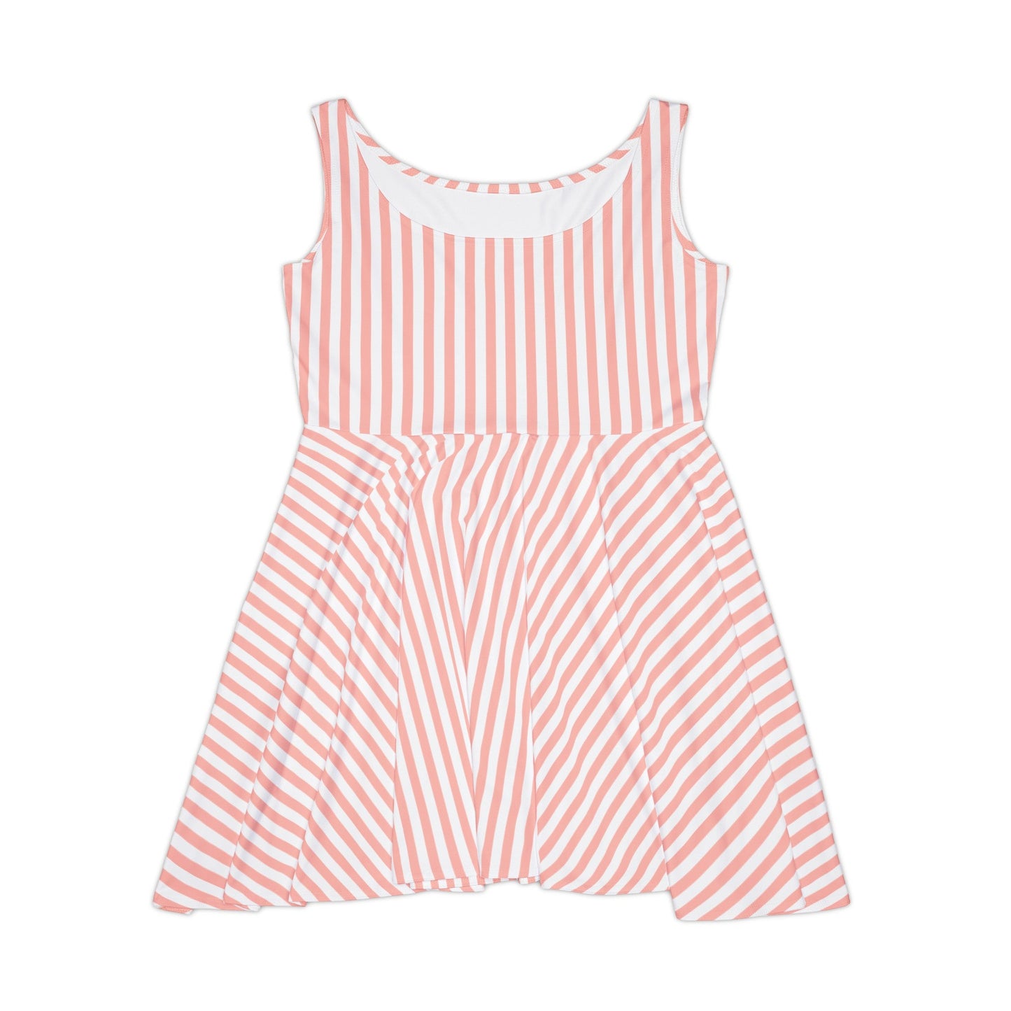 Coral Pink Stripes Women's Skater Dress - Dress - Kristine Celestine