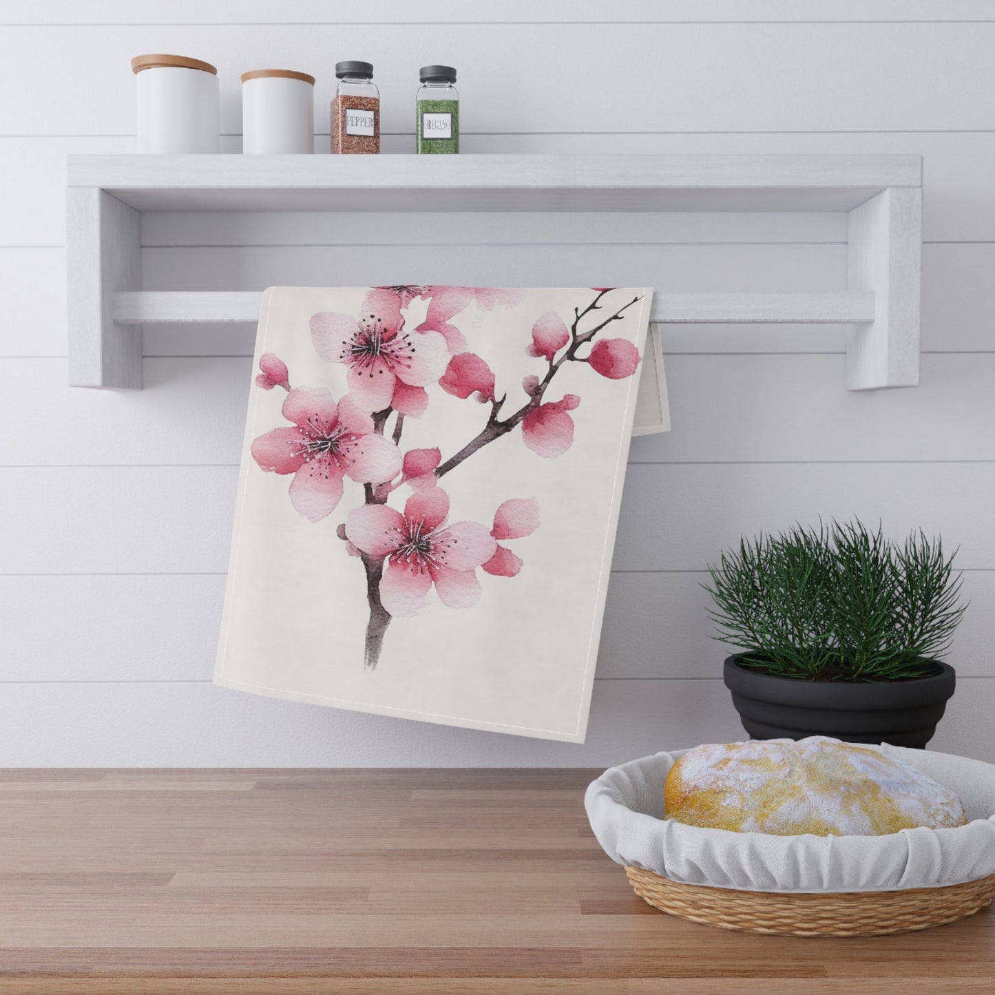 Blush Pink Flower Bud Kitchen Towel (vD) - Kitchen Towel - Kristine Celestine