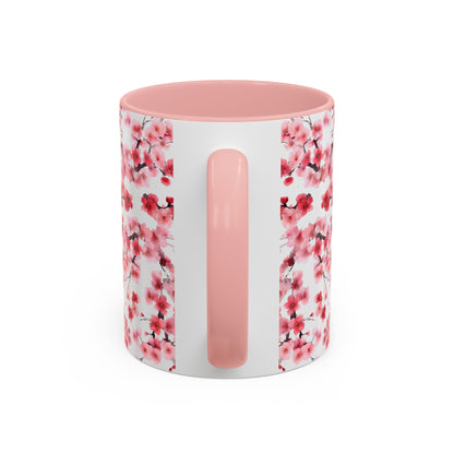 Watercolor Cherry Blossom Accent Mug (v4) - Mug - Kristine Celestine