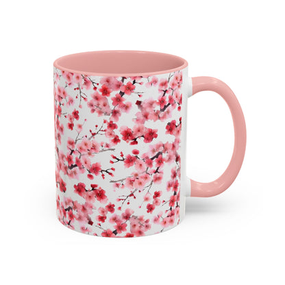 Watercolor Cherry Blossom Accent Mug (v4) - Mug - Kristine Celestine