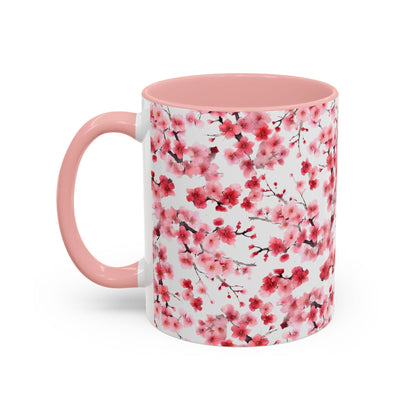 Watercolor Cherry Blossom Accent Mug (v4) - Mug - Kristine Celestine