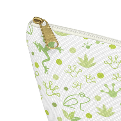 Froggy Accessory Pouch with T - bottom Fun Green Frog Pouch for Makeup Small Bag for School Supplies Cute Toad Zipper Pouch - Bags - Kristine Celestine