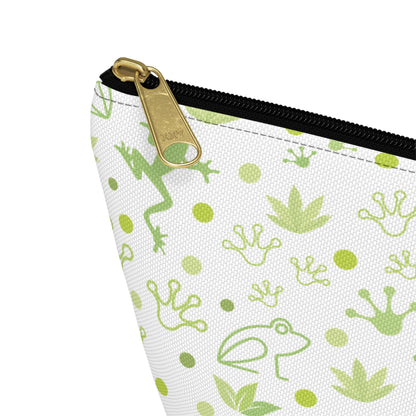 Froggy Accessory Pouch with T - bottom Fun Green Frog Pouch for Makeup Small Bag for School Supplies Cute Toad Zipper Pouch - Bags - Kristine Celestine