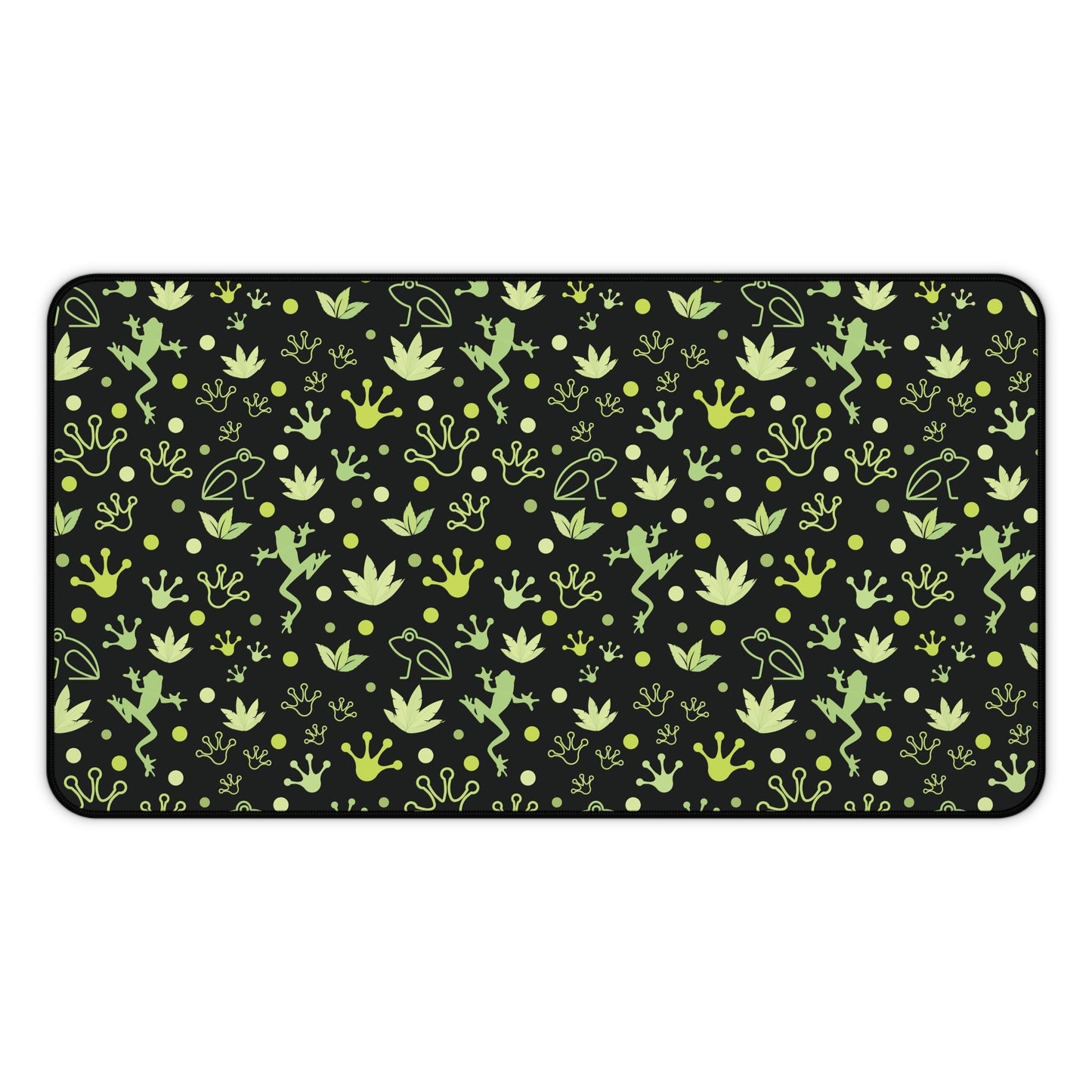 Froggy Black Desk Mat Green Frogs at Night Computer Mat Neon Lime Green Toad Office Mat - Home Decor - Kristine Celestine