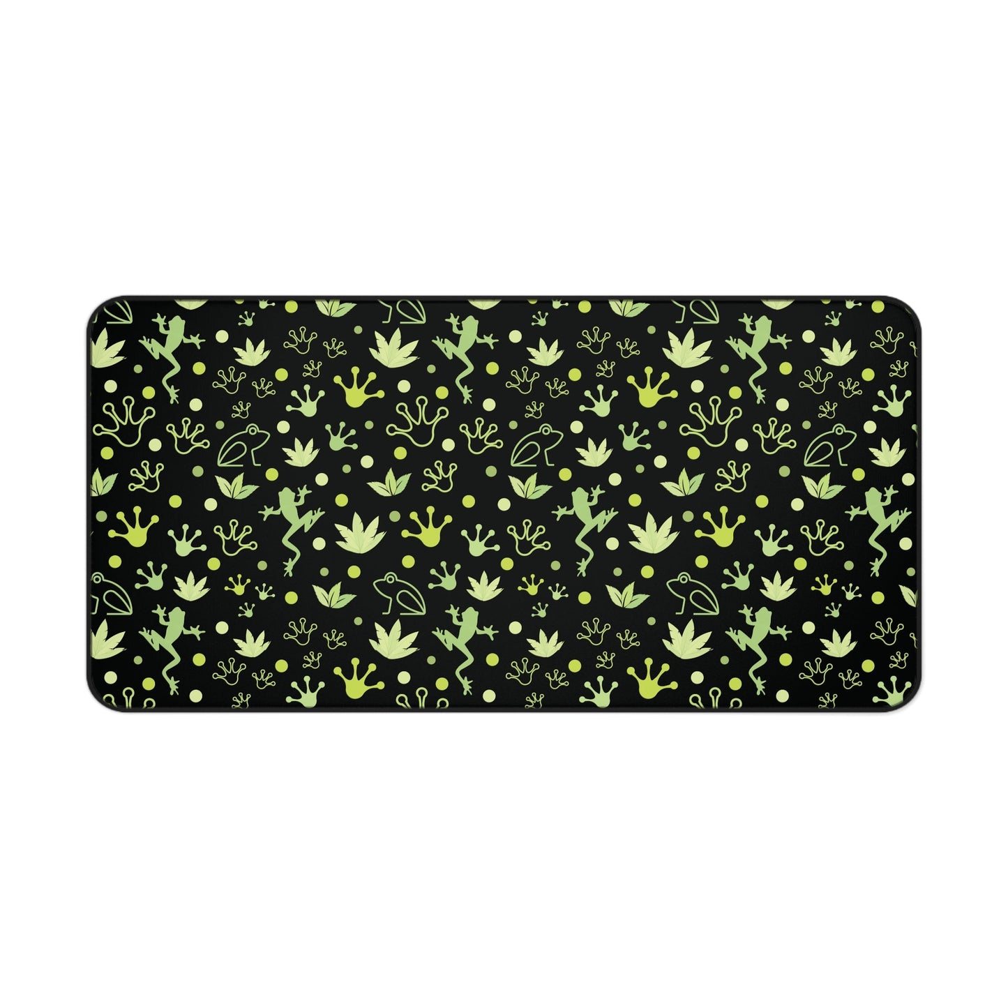 Froggy Black Desk Mat Green Frogs at Night Computer Mat Neon Lime Green Toad Office Mat - Home Decor - Kristine Celestine