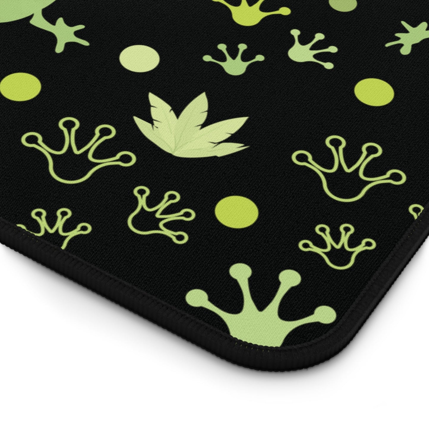 Froggy Black Desk Mat Green Frogs at Night Computer Mat Neon Lime Green Toad Office Mat - Home Decor - Kristine Celestine