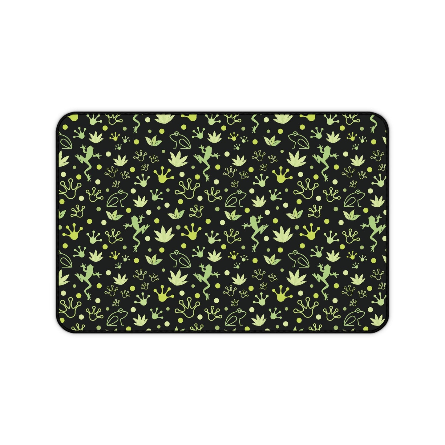 Froggy Black Desk Mat Green Frogs at Night Computer Mat Neon Lime Green Toad Office Mat - Home Decor - Kristine Celestine