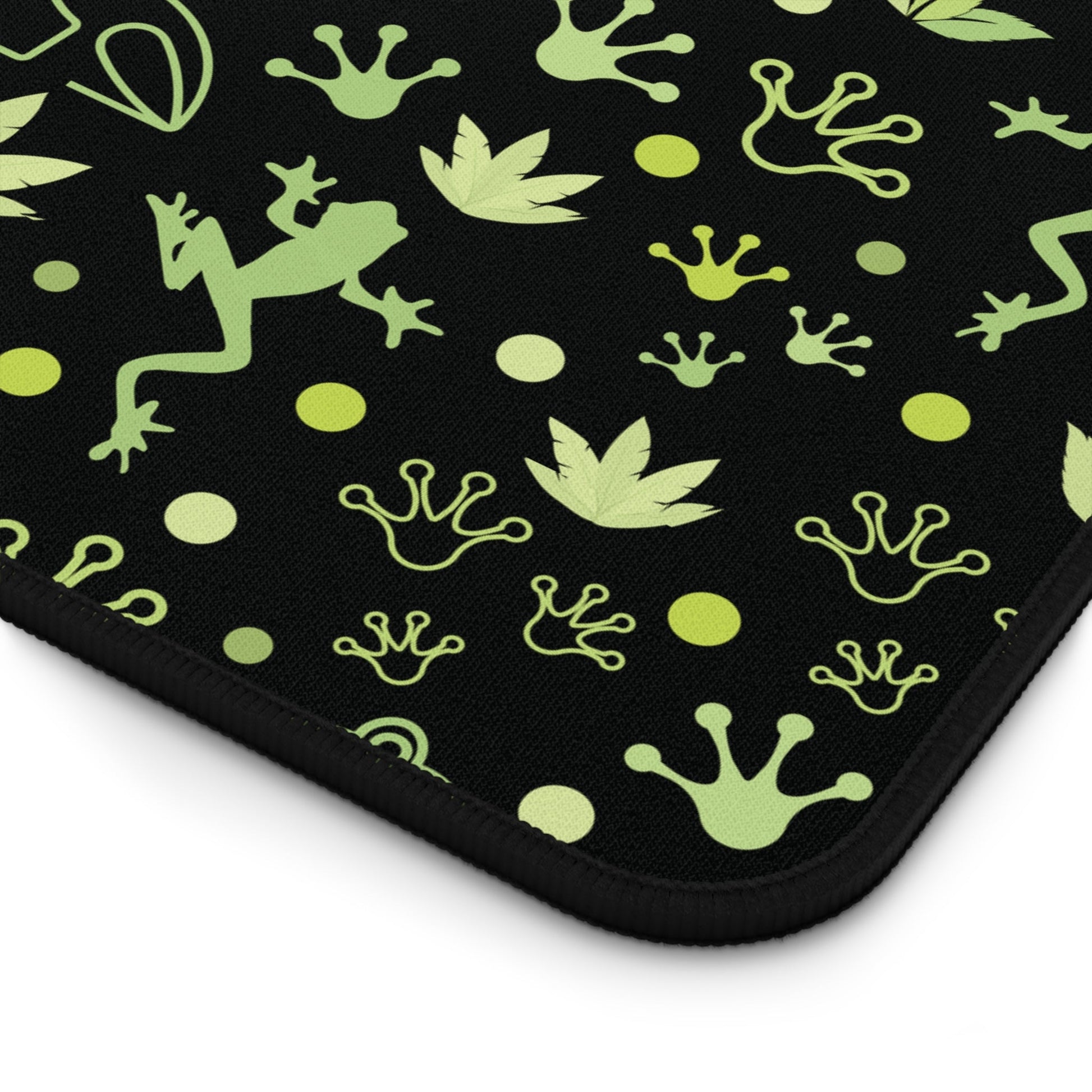 Froggy Black Desk Mat Green Frogs at Night Computer Mat Neon Lime Green Toad Office Mat - Home Decor - Kristine Celestine