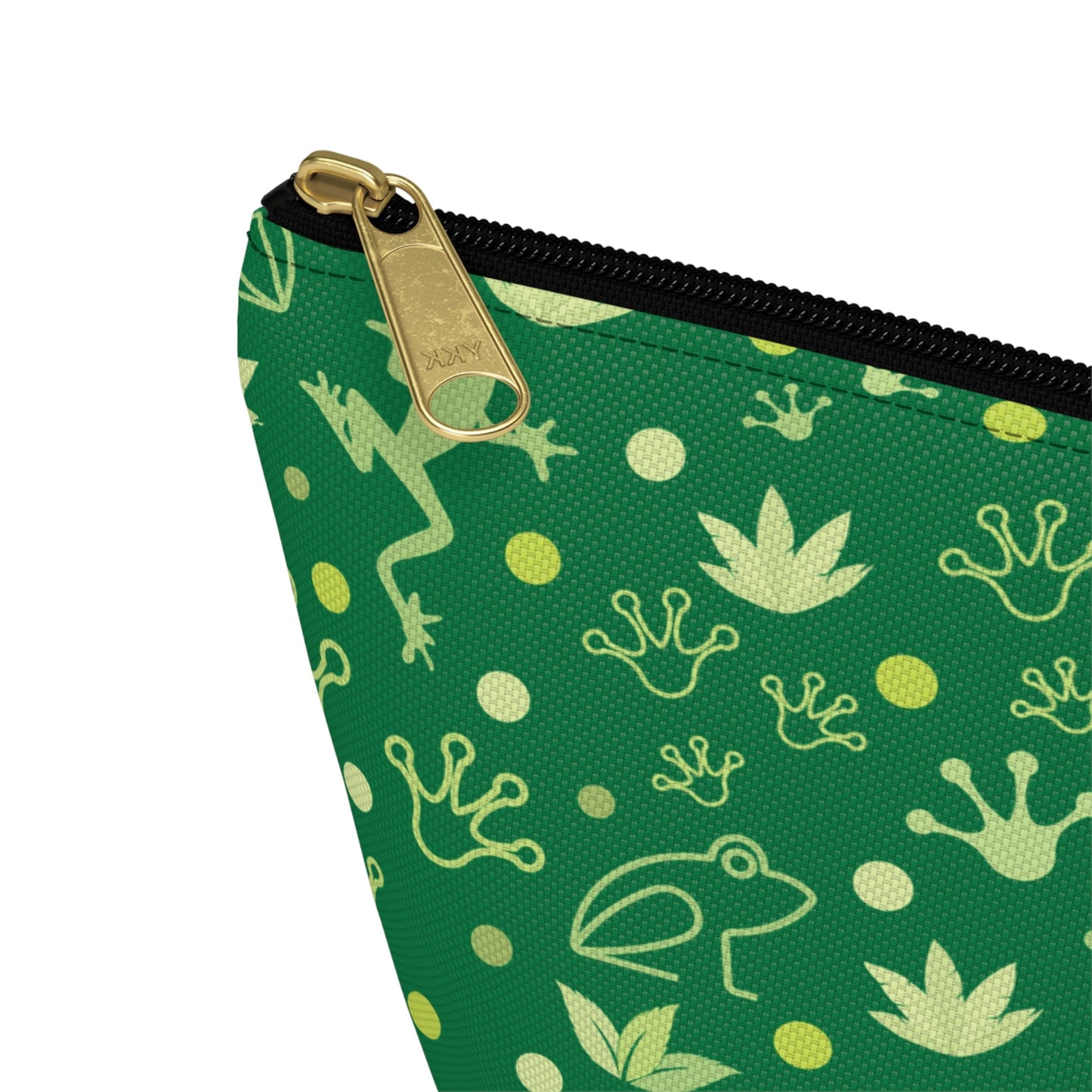 Froggy Dark Green Accessory Pouch with T - bottom Fun Forest Green Frog Pouch for Makeup Small Bag for School Supplies Cute Toad Zipper Pouch - Bags - Kristine Celestine