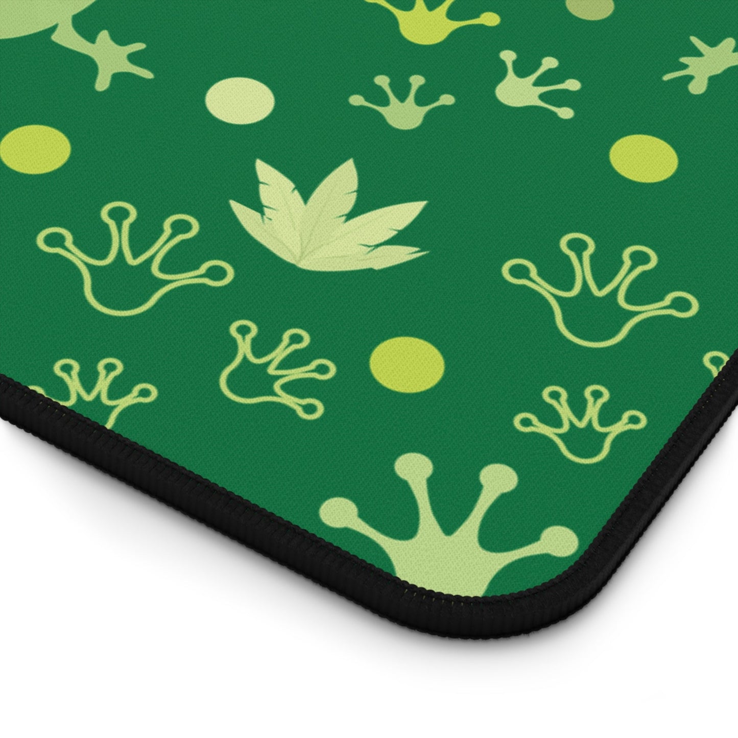 Froggy Dark Green Desk Mat Forest Green Jumpy Frogs Computer Mat Fun Toad Office Mat - Home Decor - Kristine Celestine