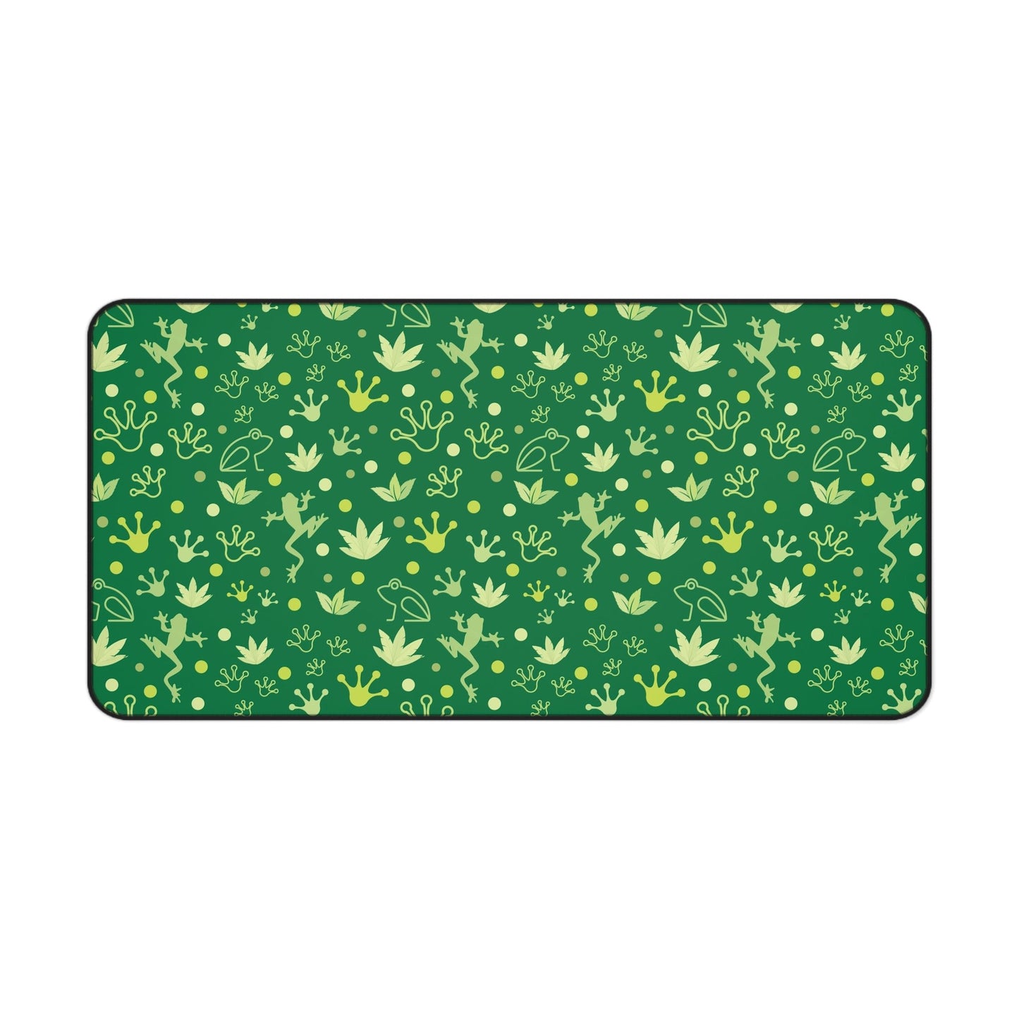 Froggy Dark Green Desk Mat Forest Green Jumpy Frogs Computer Mat Fun Toad Office Mat - Home Decor - Kristine Celestine