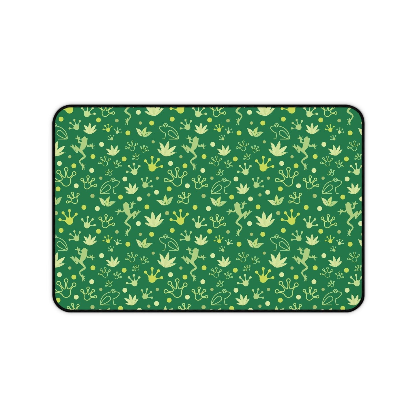 Froggy Dark Green Desk Mat Forest Green Jumpy Frogs Computer Mat Fun Toad Office Mat - Home Decor - Kristine Celestine