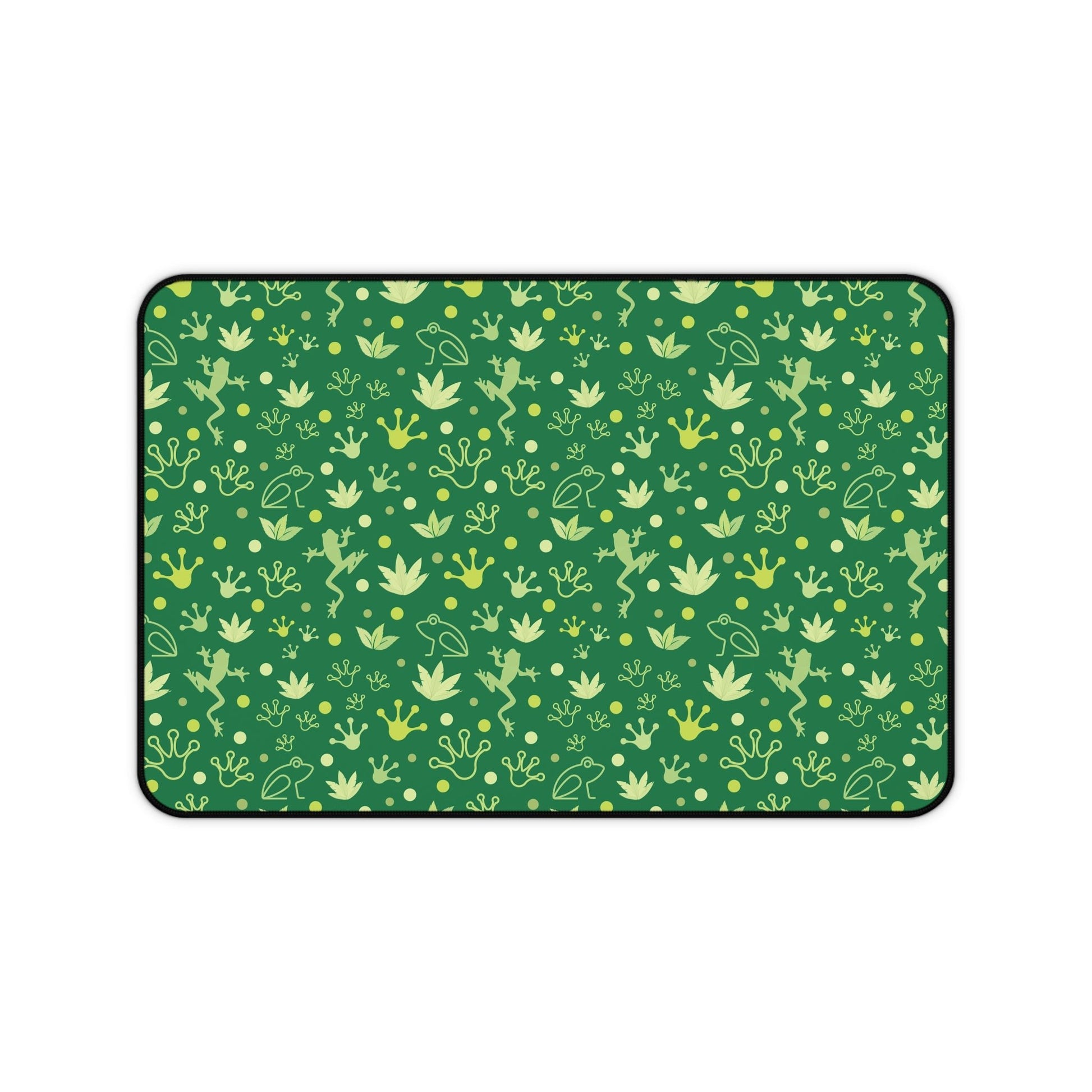 Froggy Dark Green Desk Mat Forest Green Jumpy Frogs Computer Mat Fun Toad Office Mat - Home Decor - Kristine Celestine